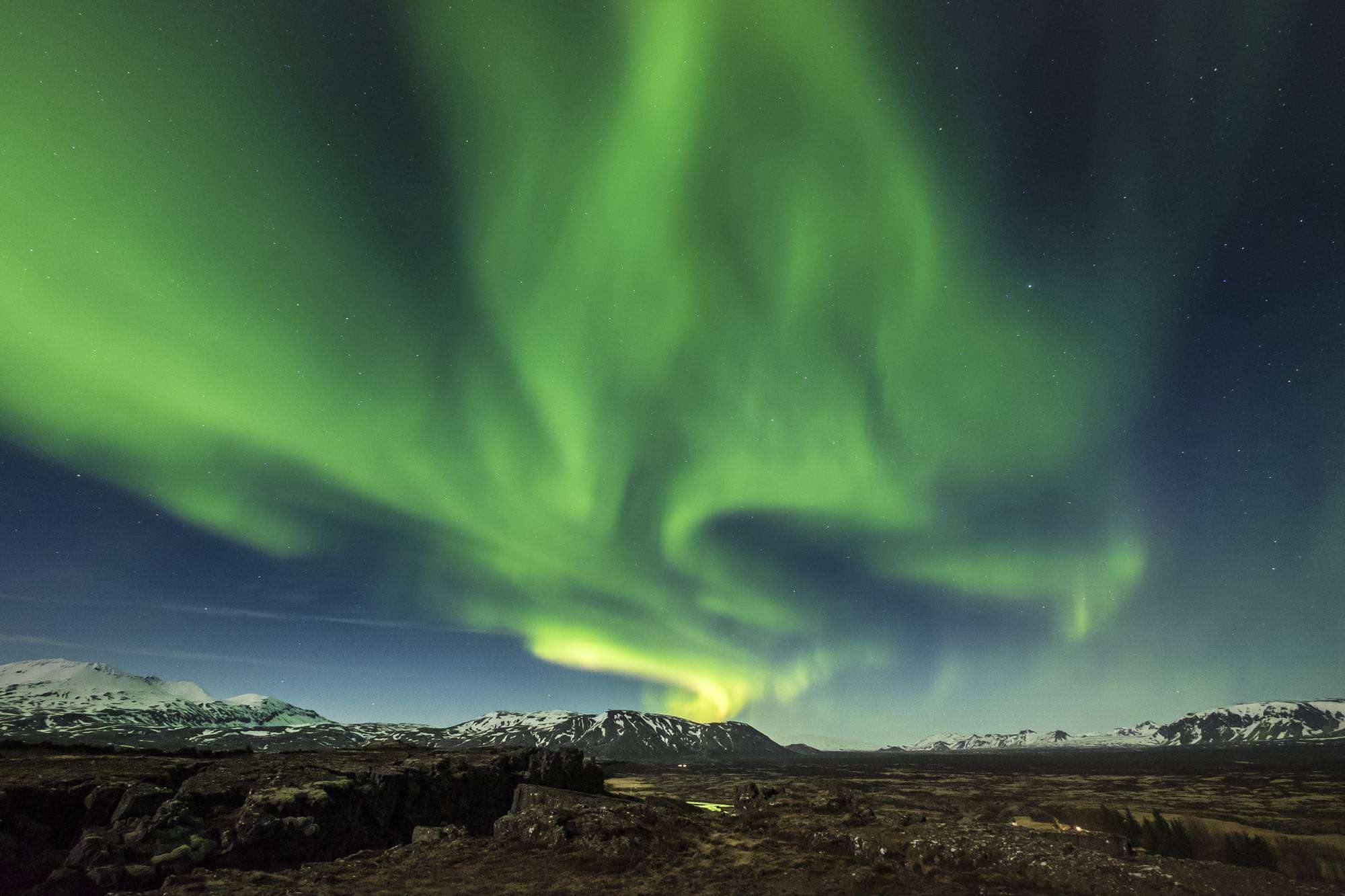 The Northern Lights illuminating the Icelandic sky